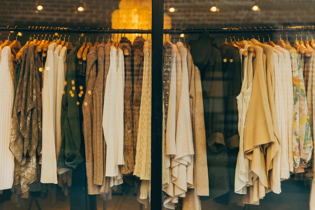 Clothing on a boutique rail