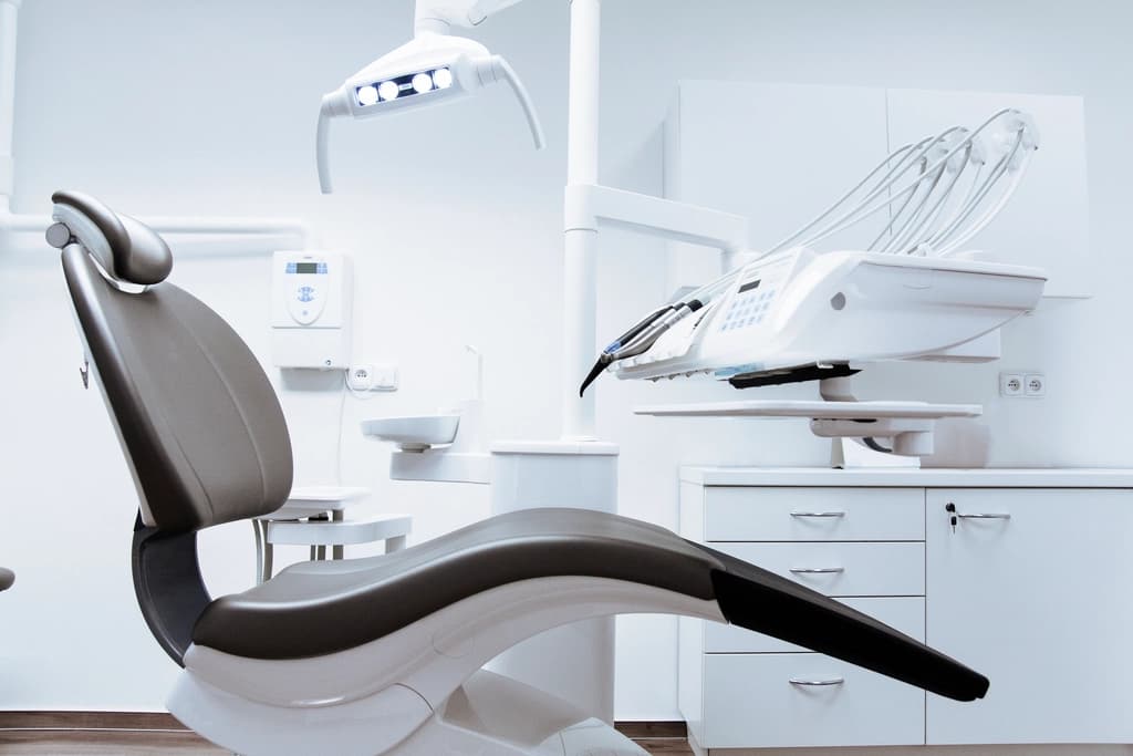 A clean, bright dental treatment room